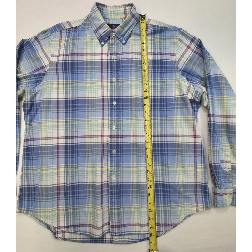 Ralph Lauren Polo Shirt Mens XL Pastel Plaid Pattern Button Down Limited Use‎
